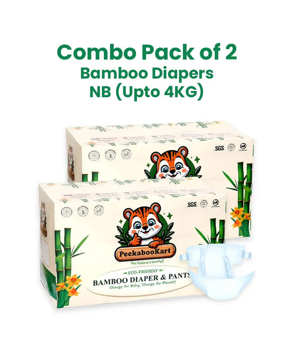 COMBO Bamboo Diapers | NB (New Born) | Upto 4KG | Pack of 2